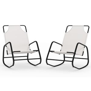 vidaXL Espregui&ccedil;adeira baloi&ccedil;o 2 pcs a&ccedil;o e textilene cor creme