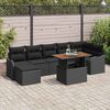 vidaXL Conjunto de Sof&aacute; de Jardim 8 pcs Preto Rattan Sint&eacute;tico