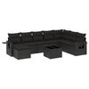 vidaXL 9 pcs conjunto de sof&aacute;s p/ jardim c/ almofad&otilde;es vime PE preto