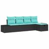 vidaXL Conjunto de Sof&aacute; de Jardim 5 unid. Preto vime PE