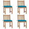 vidaXL Cadeiras de jardim c/ almofad&otilde;es 4 pcs madeira de teca maci&ccedil;a