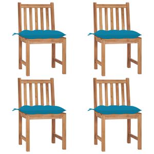 vidaXL Cadeiras de jardim c/ almofad&otilde;es 4 pcs madeira de teca maci&ccedil;a