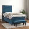 vidaXL Cama com molas/colch&atilde;o 90x190 cm veludo azul-escuro