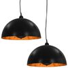 vidaXL Candeeiros de teto 2 pcs semiesf&eacute;rico 40 cm E27 preto e dourado