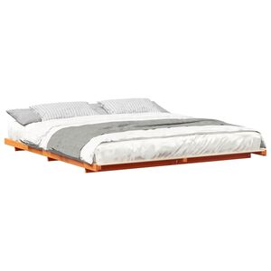 vidaXL Estrutura de cama de ch&atilde;o Castanho-mel 200 x 220 cm