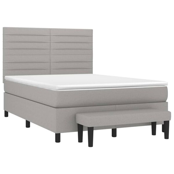vidaXL Cama com molas/colch&atilde;o 140x190 cm tecido cinzento-claro