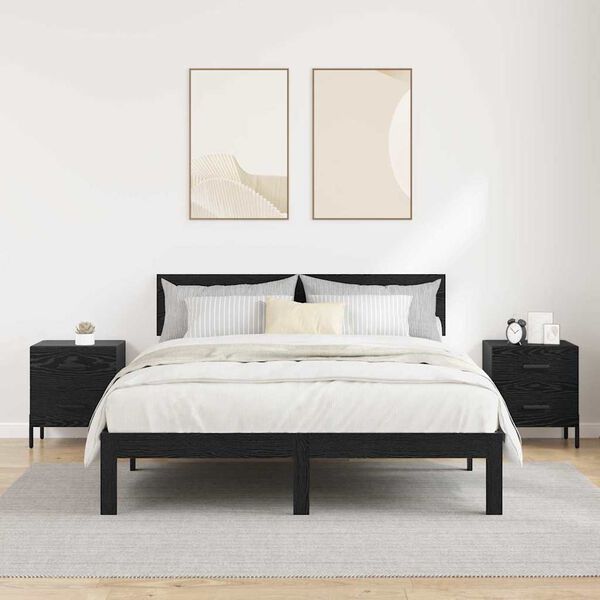 vidaXL Arm&aacute;rio de Cabeceira 2 pcs Carvalho Preto 40 x 35 x 47,5 cm