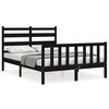 vidaXL Estrutura de cama de casal com cabeceira madeira maci&ccedil;a preto