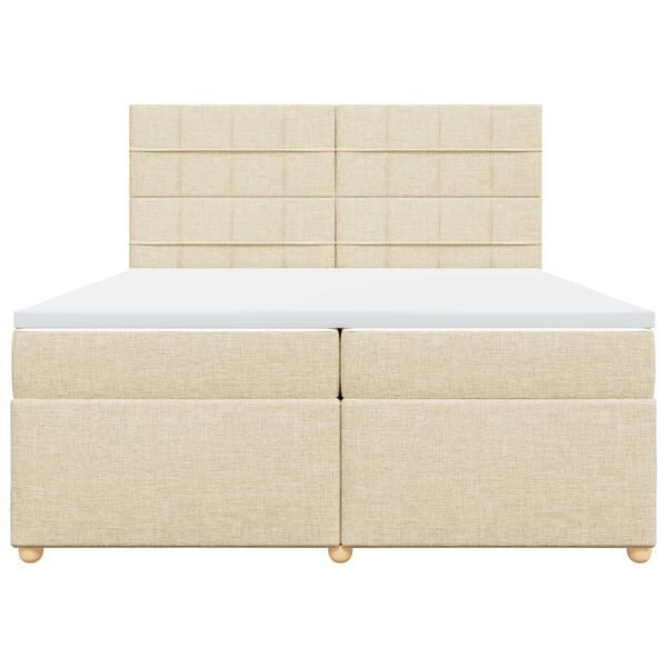vidaXL Cama com molas/colch&atilde;o 200x200 cm tecido cor creme