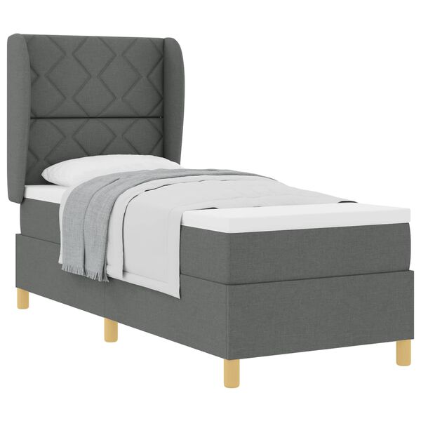 vidaXL Cama Box Springs com Colch&atilde;o Cinza Escuro 90x190 cm 80 x 200 cm