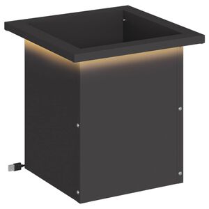 vidaXL Floreira de jardim com LED Preto 30 x 30 x 30 cm A&ccedil;o