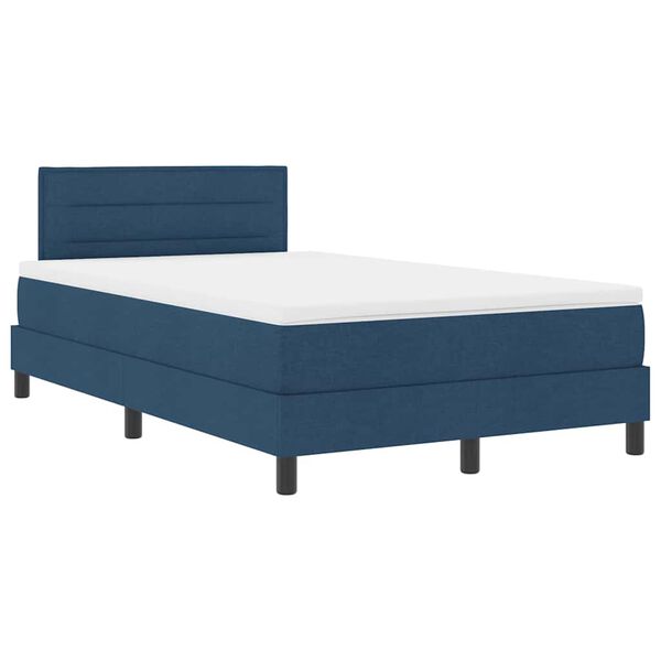 vidaXL Cama Box com colch&atilde;o com cabeceira Azul 120 x 200 cm tecido