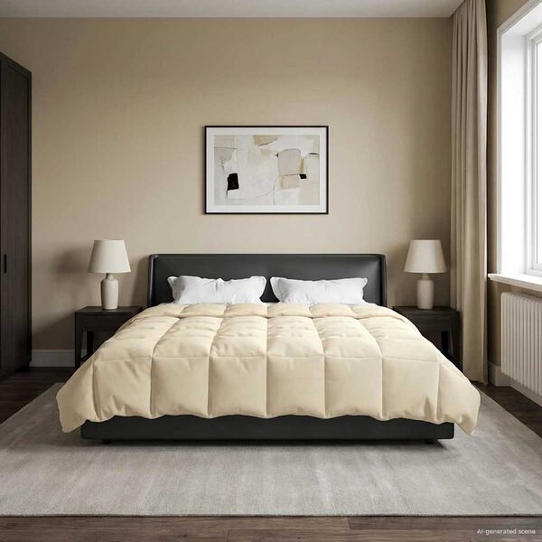 vidaXL Edredom de Inverno Colchonete Creme 220 x 260 cm Microfibra