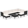 vidaXL 10 pcs conjunto lounge de jardim c/ almofad&otilde;es vime PE preto