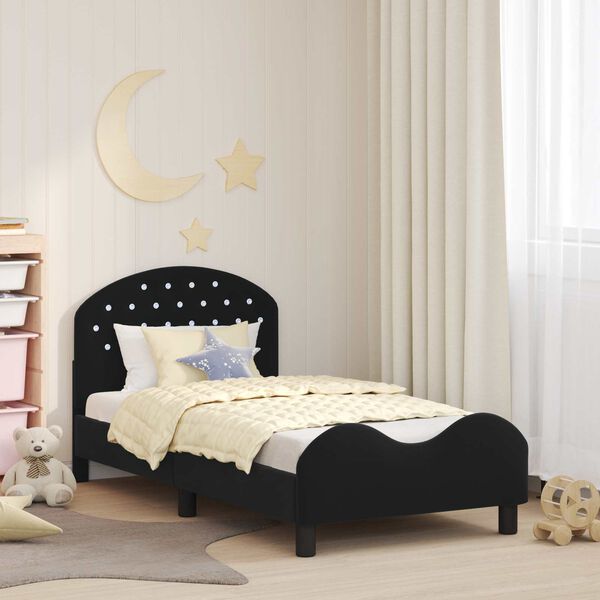vidaXL Estrutura de Cama Infantil com Cabeceira Preto 80 x 160 cm