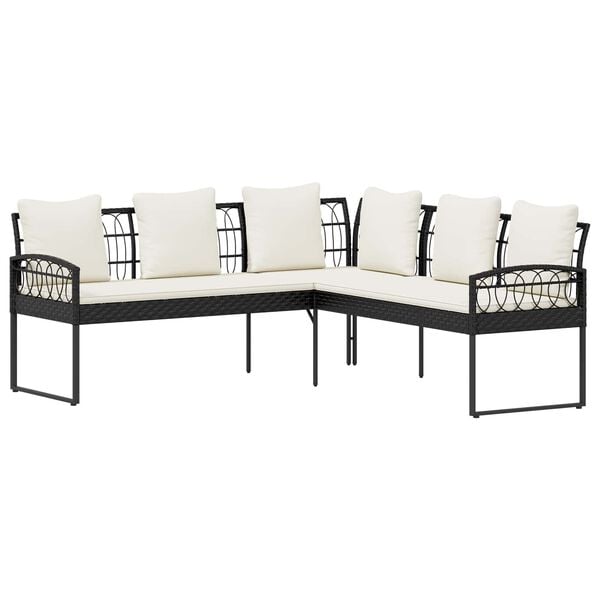 vidaXL Conjunto de Sof&aacute; de Jardim com almofada 2 pcs Preto A&ccedil;o