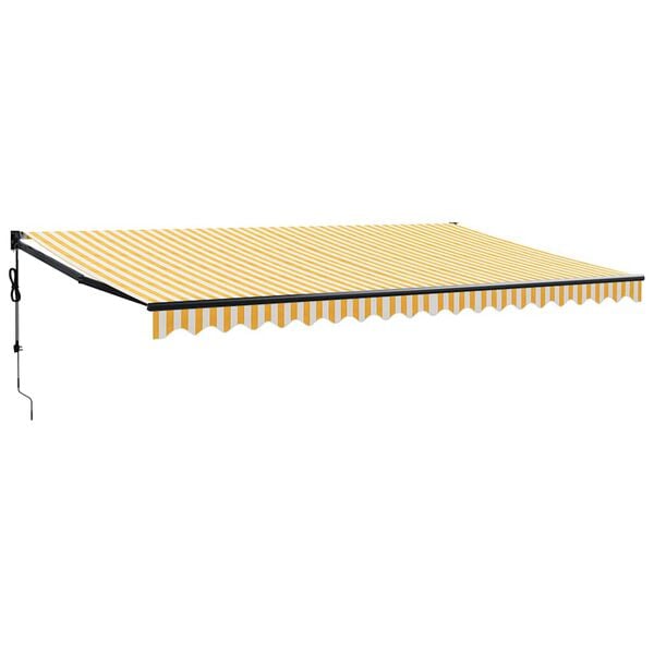 vidaXL Toldo retr&aacute;til autom&aacute;tico 5x3 m amarelo e branco