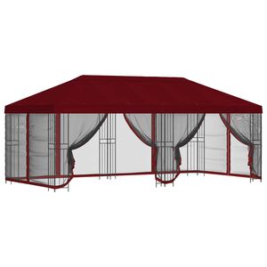 vidaXL Gazebo com paredes laterais 6 x 3 m Borgonha Poli&eacute;ster e A&ccedil;o