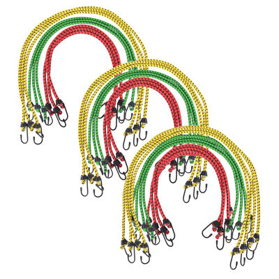 vidaXL Cordas elásticas 30 pcs 60/80/100 cm vermelho amarelo verde