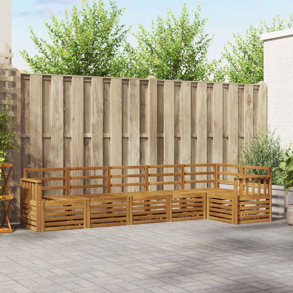 vidaXL Conjuntos de sof&aacute;s 6 pcs Natural Madeira S&oacute;lida de Ac&aacute;cia