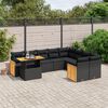 vidaXL 10 pcs conjunto sof&aacute;s de jardim c/ almofad&otilde;es vime PE preto
