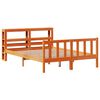 vidaXL Estrutura cama c/ cabeceira 135x190cm pinho maci&ccedil;o castanho-mel