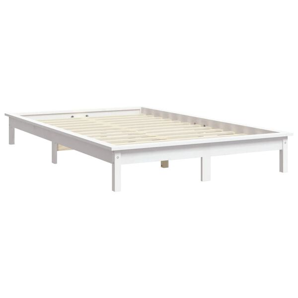 vidaXL Cama sem colch&atilde;o 140x190 cm madeira de pinho maci&ccedil;a branco