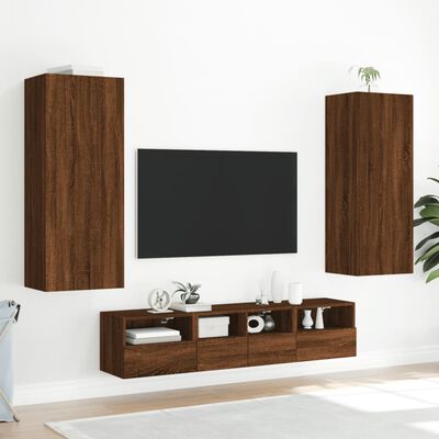 vidaXL 5pcs móveis de parede p/ TV derivados madeira carvalho castanho