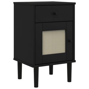vidaXL Mesa de cabeceira SENJA 40x35x65 cm pinho maci&ccedil;o preto