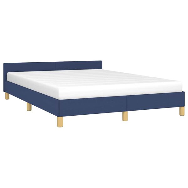 vidaXL Estrutura cama c/ cabeceira sem colchão 140x190 cm tecido azul