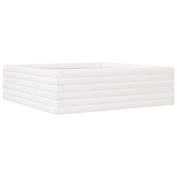 vidaXL Vaso/floreira de jardim 80x80x23 cm pinho maci&ccedil;o branco