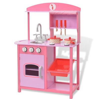 vidaXL Cozinha de brincar, madeira, 60x27x83cm, rosa