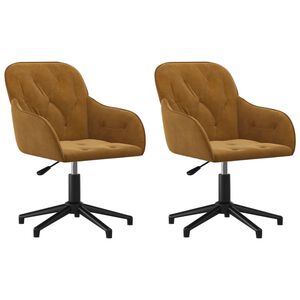 vidaXL Cadeiras de jantar girat&oacute;rias 2 pcs veludo castanho
