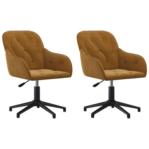 vidaXL Cadeiras de jantar girat&oacute;rias 2 pcs veludo castanho