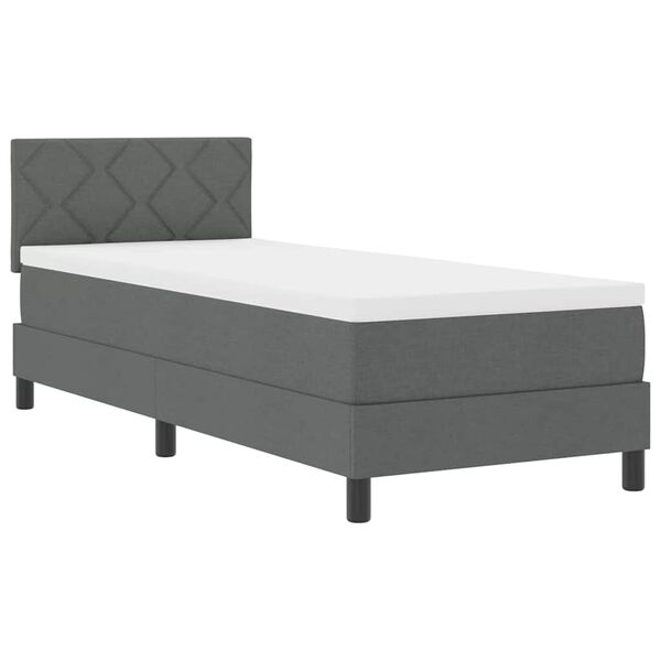 vidaXL Cama Box com colch&atilde;o Cinzento escuro 80 x 200 cm tecido