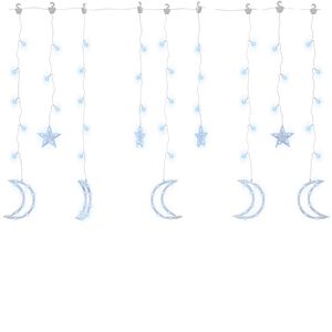 vidaXL Luzes luas e estrelas c/ controlo remoto 138 LEDs branco frio