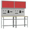 vidaXL Conjunto de bancada de trabalho 8 unid. Vermelho e Cinza