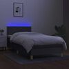 vidaXL Cama box spring c/ colch&atilde;o e LED 90x190 cm tecido cinza-escuro