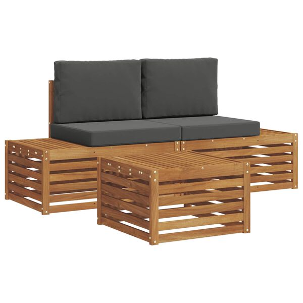 vidaXL Conjunto de Sof&aacute;s para Exterior 3 Pe&ccedil;a Natural e Antracite