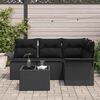 vidaXL Conjunto de Sof&aacute; de Jardim com almofada 5 pcs Preto vime PE