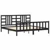 vidaXL Estrutura de cama com cabeceira 200x200 cm madeira maci&ccedil;a preto