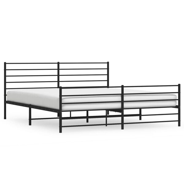 vidaXL Estrutura de cama com cabeceira e p&eacute;s 200x200 cm metal preto