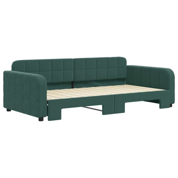 vidaXL Sof&aacute;-cama com gavet&atilde;o 100x200 cm veludo verde-escuro