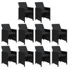vidaXL 11 pcs conjunto jantar p/ jardim c/ almofad&otilde;es vime PE preto