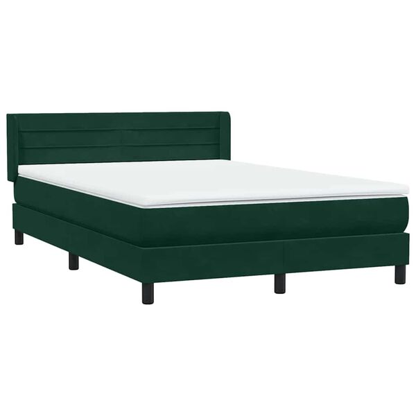 vidaXL Cama box spring com colch&atilde;o 160x210 cm veludo verde escuro