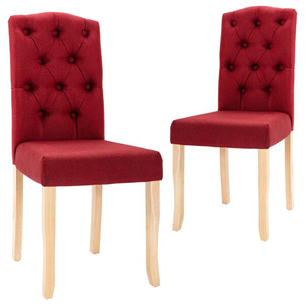 vidaXL Cadeiras de jantar 2 pcs tecido vermelho tinto