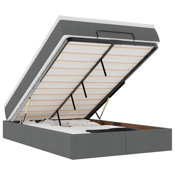 vidaXL Estrutura cama otomana colchão 120x200cm tecido cinzento escuro
