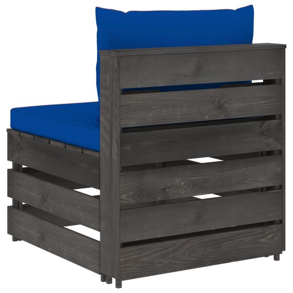 vidaXL Sof&aacute; de centro seccional c/ almofad&otilde;es madeira impreg. cinzento