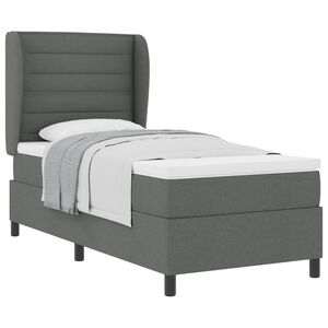 vidaXL Cama Box com colch&atilde;o Cinzento escuro 100 x 200 cm tecido