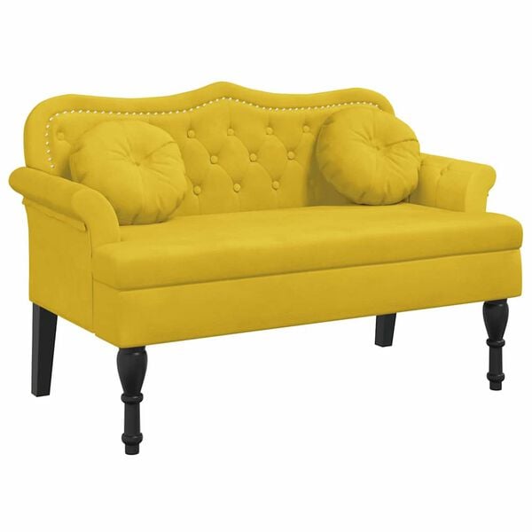 vidaXL Banco com almofadões 120,5x65x75 cm veludo amarelo